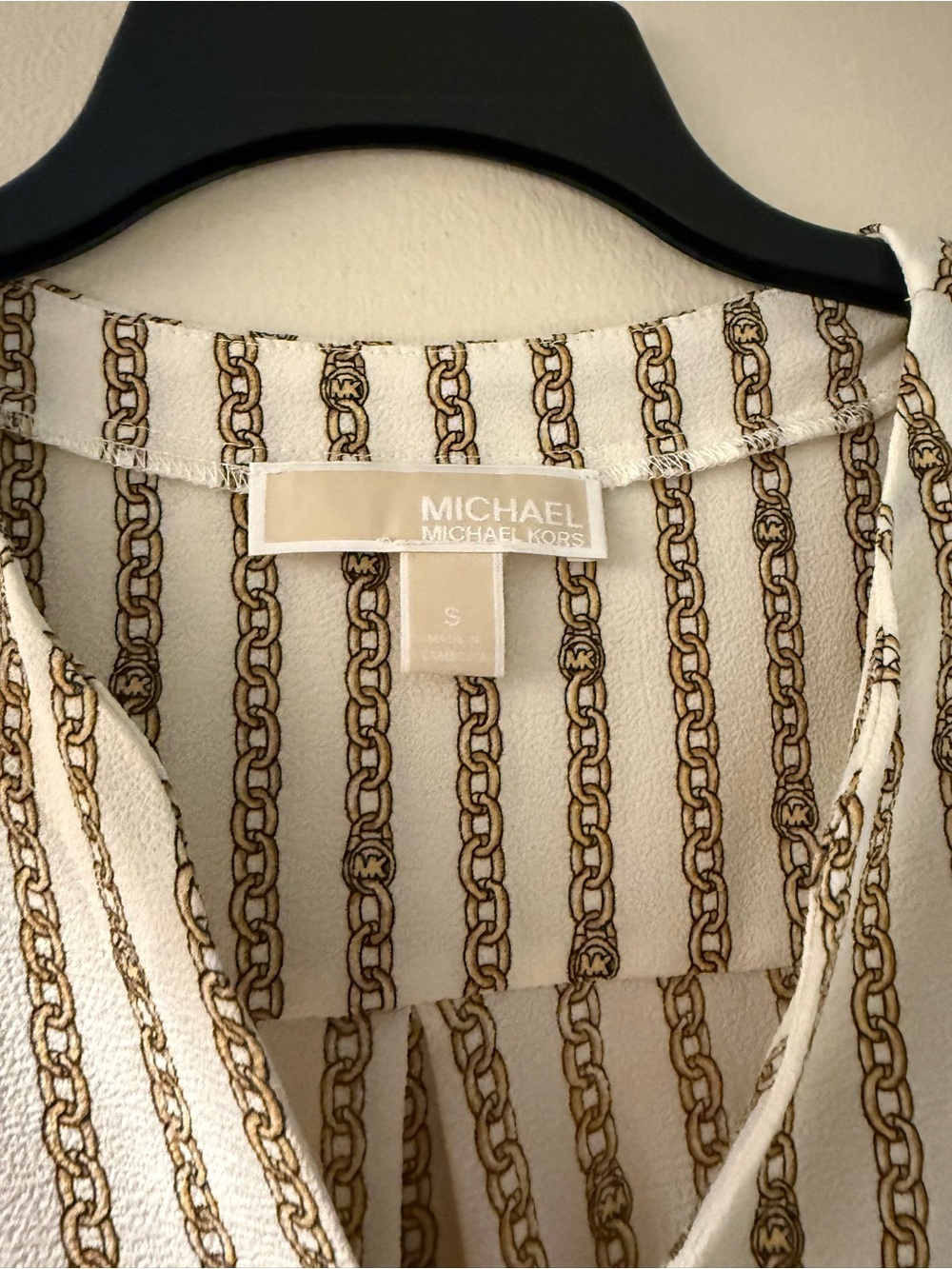 MICHAEL Michael Kors Cream Blouse with Gold Chain Print